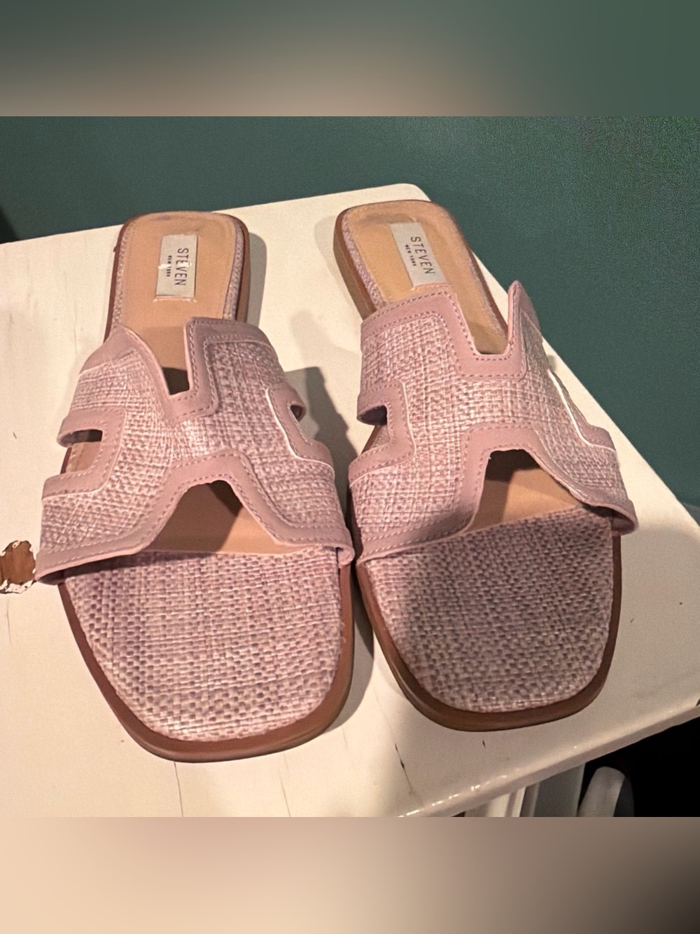Steven New York Blush violet Woven Slide Mules